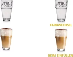 Latte-Macchiato Glas, Glas-Becher Mit Aufdruck, Spülmaschinengeeignete Kaffee-Gläser, 6er Set, Von James Premium®