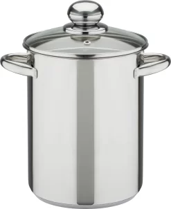 GSW Spargel- Und Spaghettitopf 16 Cm Mit Glasdeckel, 643160, Edelstahl Rostfrei, Ca. 4,2 L