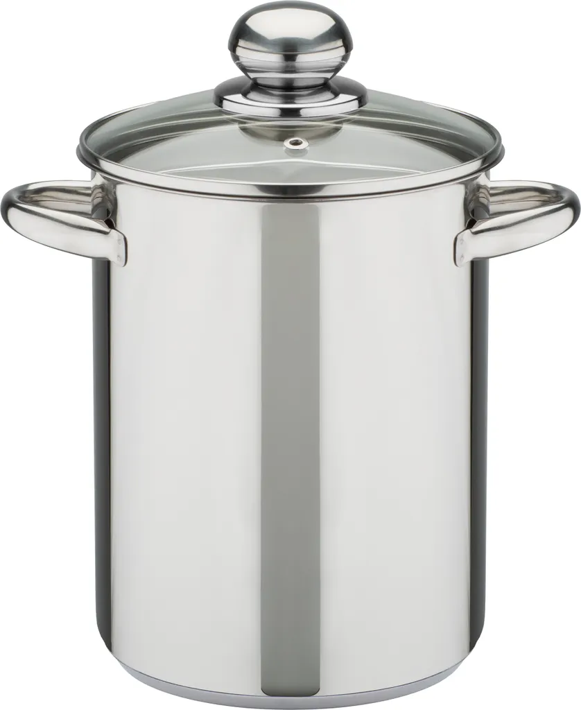 GSW Spargel- Und Spaghettitopf 16 Cm Mit Glasdeckel, 643160, Edelstahl Rostfrei, Ca. 4,2 L