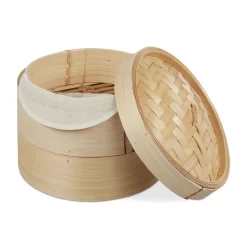 Relaxdays Dampfgarer Bambus 2 Etagen 20,5 Cm