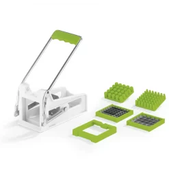 MAXXMEE Pommes Schneider Edelstahl Frites Gemüse Schneider Kartoffel Schneider Cutter Pommesschneider - Weiß/grün Pommes Schneider Edelstahl Frites Gemüse Schneider Kartoffel Schneider Cutter