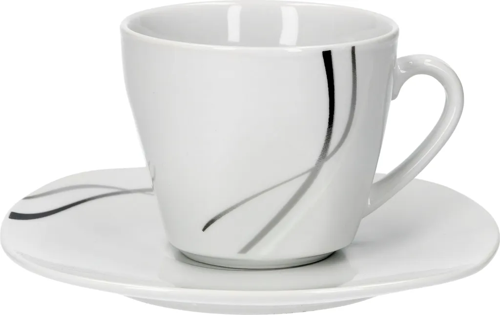 Van Well Kombiservice Silver Night 62-tlg 6 Personen, Tafel + Kaffee + Zubehör, Linien-Dekor – Bild 7