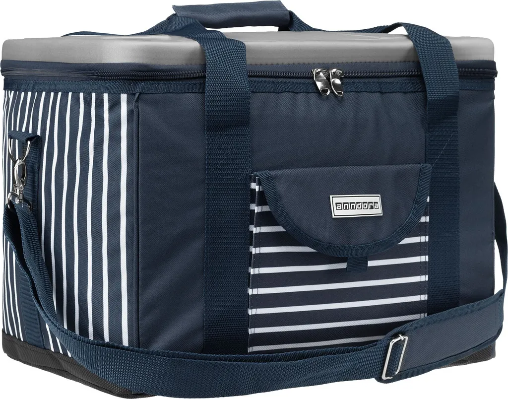 Anndora Kühltasche XL 40 Liter AHOI Mit Reissverschluss - Blau-weis-gestreift