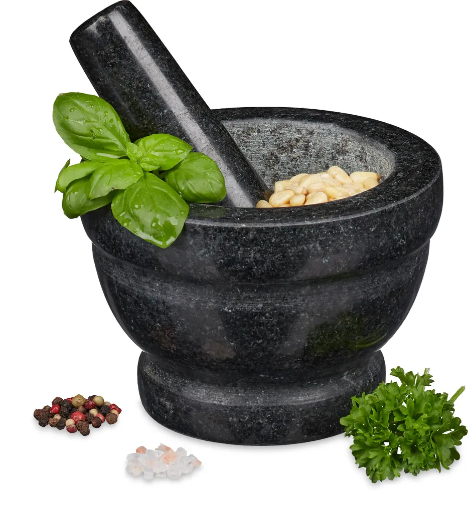 Relaxdays Granit Mörser Mit Stößel XL