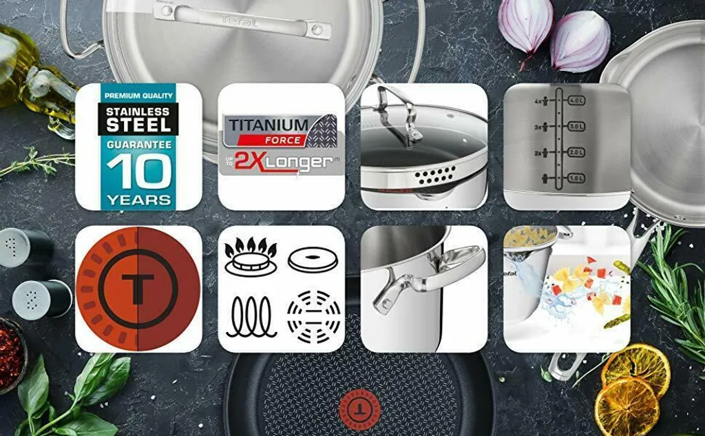 Tefal G719S734 DUETTO 8-tlg.Set 3x Kochtopf/Glasdeckel + Stieltopf + Suppenkelle – Bild 5