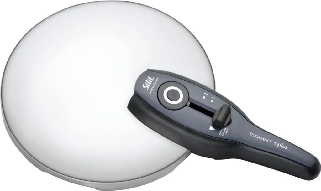 Silit Sicomatic T-plus Ersatzdeckel Für Schnellkochtopf 3,0l, 4,5l, 6,5l 8,5l, Dampftopf 22 Cm, Kunststoffgriff, 2 Kochstufen, Einhand-Kochstufenregler
