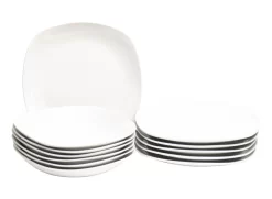 Tafelservice Atrium 12tlg. Für 6 Personen Porzellan Weiß Geschirr Essteller Suppenteller Teller