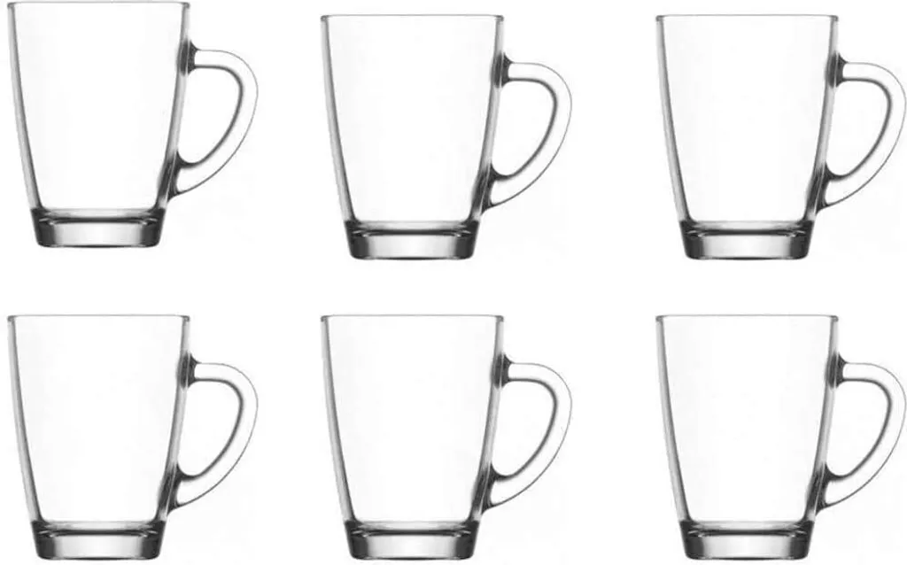 6 Kaffeegläser 300ml Mit Henkel Mit 6 Löffel Teegläser Latte Macchiato Gläser – Bild 2