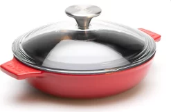 Woll IRON, Servierpfanne Rund Mit Glasdeckel Und Silikongriff, 20 Cm, 5.5 Cm Hoch, Chili Red