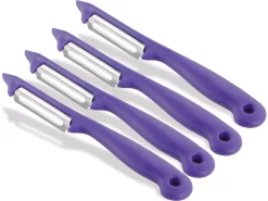 Sparschäler 4er Set Schäler Obst Gemüse Mit Rostfreier Scharfer Pendelklinge Universalschäler Für Rechts Und Linkshänder Allzweckschäler Zum Schälen Von Obst Gemüse Spülmaschinen Geeignet Lila