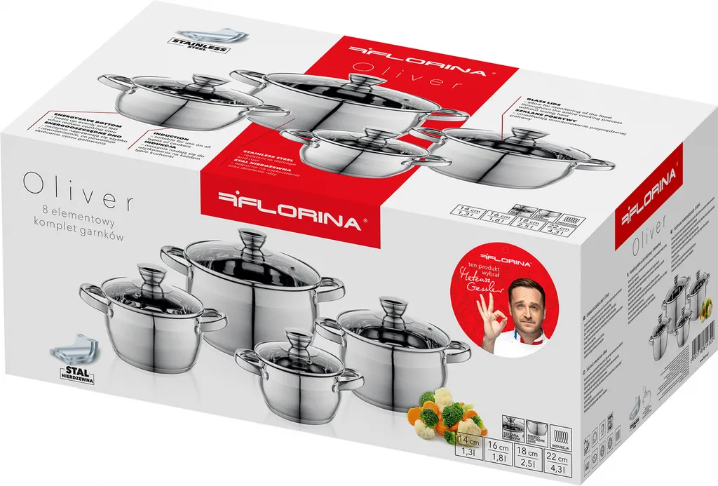 TOPFSET 4 Tlg. INDUKTION Kochtopfset EDELSTAHL Töpfe Mit Glasdeckel FLORINA – Bild 6