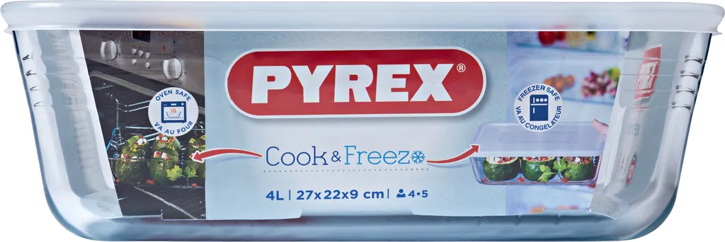 PYREX - 244P000 / 7043 - Rechteckschale Mit Deckel - 27 Cm * 22 Cm - Pyrex Cook & Freeze – Bild 6
