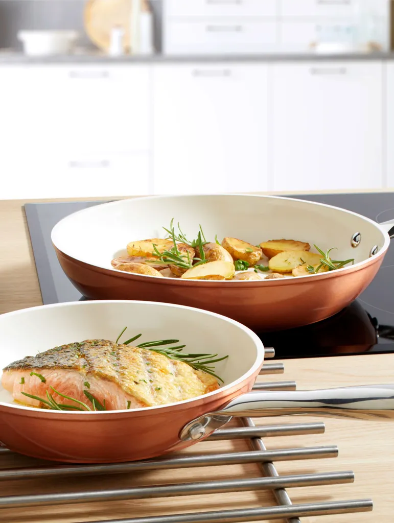 GSW Pfannen-Set Kupfer-Bronze 2-tlg., Aluminium, Edelstahl Rostfrei, Bratpfanne ø Ca. 20 X H 4,3cm / ø Ca. 28 X H 5,4cm – Bild 5