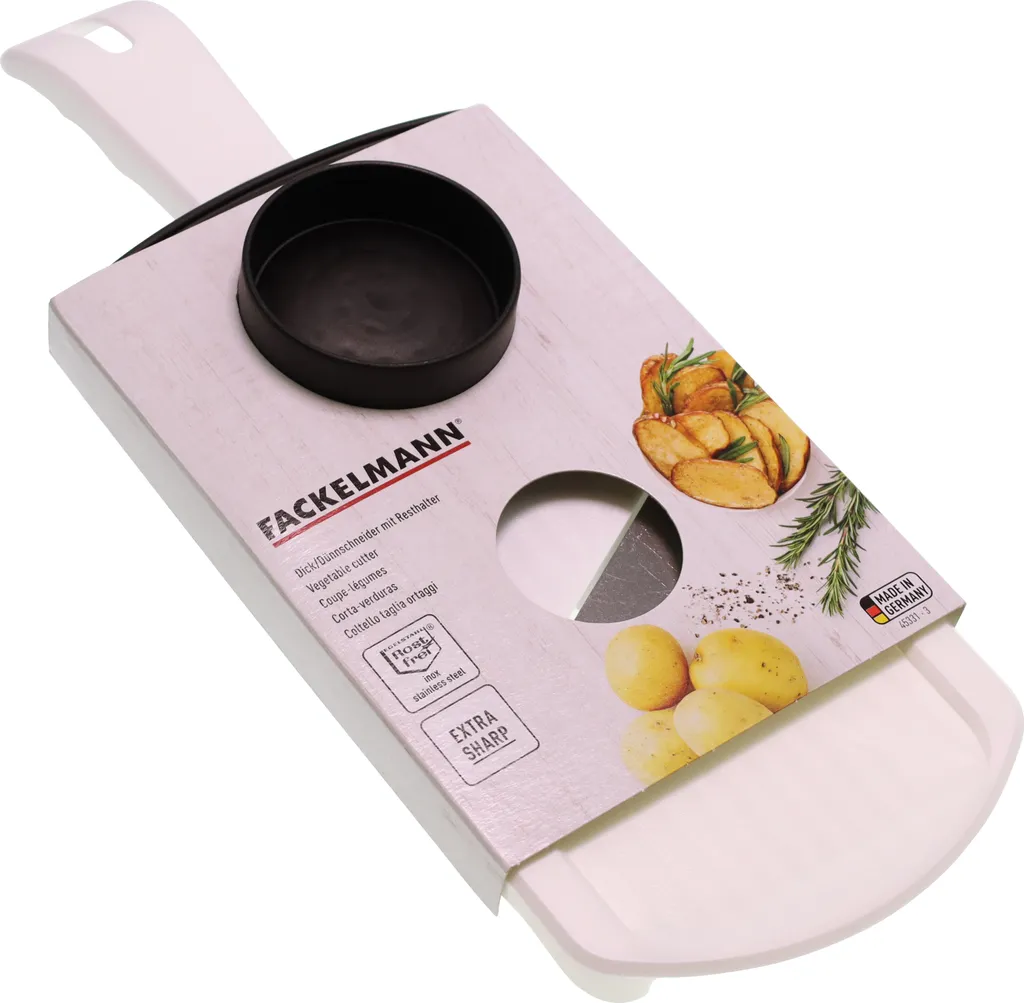 Fackelmann Dick-/Dünnschneider Mit Restehalter, Gemüseschneider Mit Zweiseitiger Edelstahl-Klinge, Hochwertiger Gemüsehobel (Farbe: Weiß/Schwarz), Menge: 1 Stück – Bild 8