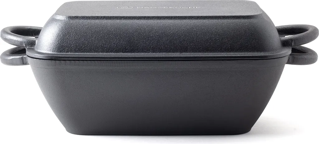 Hanseküche Gusseisen Bräter – Bereits Eingebrannter Gusseisen Topf 2in1 Mit Deckel, Gusseisenpfanne, Brotbackform Zum Brotbacken, Hochwertige Grillpfanne – Bild 6