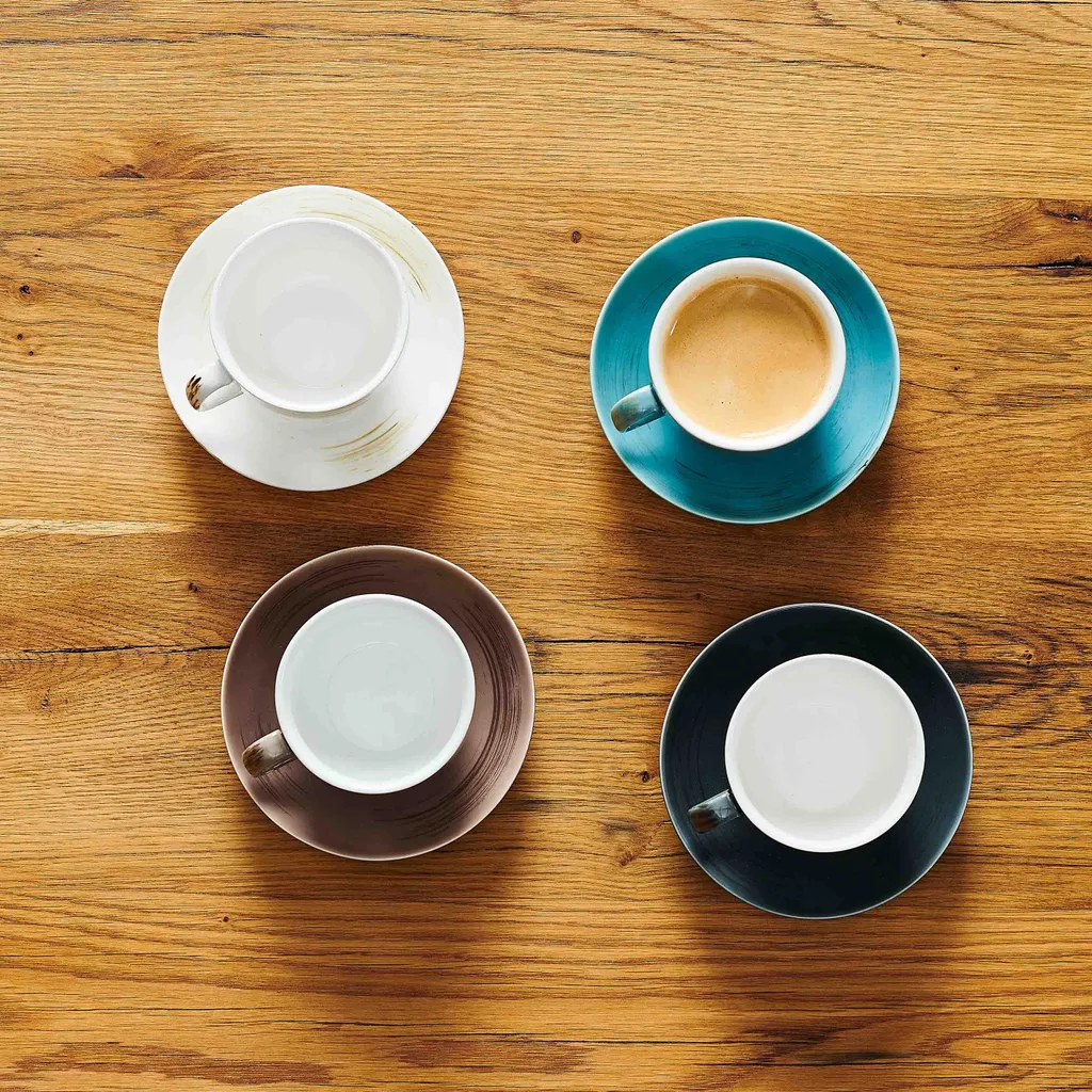 Mäser 931609 Kaffeetassen-Set Derby Für 4 Personen, Porzellan, Weiß/hellblau/beige (1 Set, 8-teilig) – Bild 4