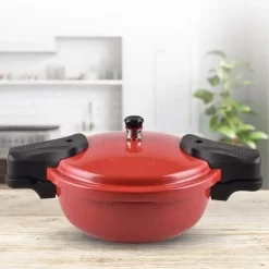 Express-Dampfkochtopf - Schonendes Und Schnelles Kochen - Schnellkochtopf Mit 2.2 Liter Fassungsvermögen - Alle Herdarten - Dampfkochtopf - Spülmaschinenfest - Farbe Rot