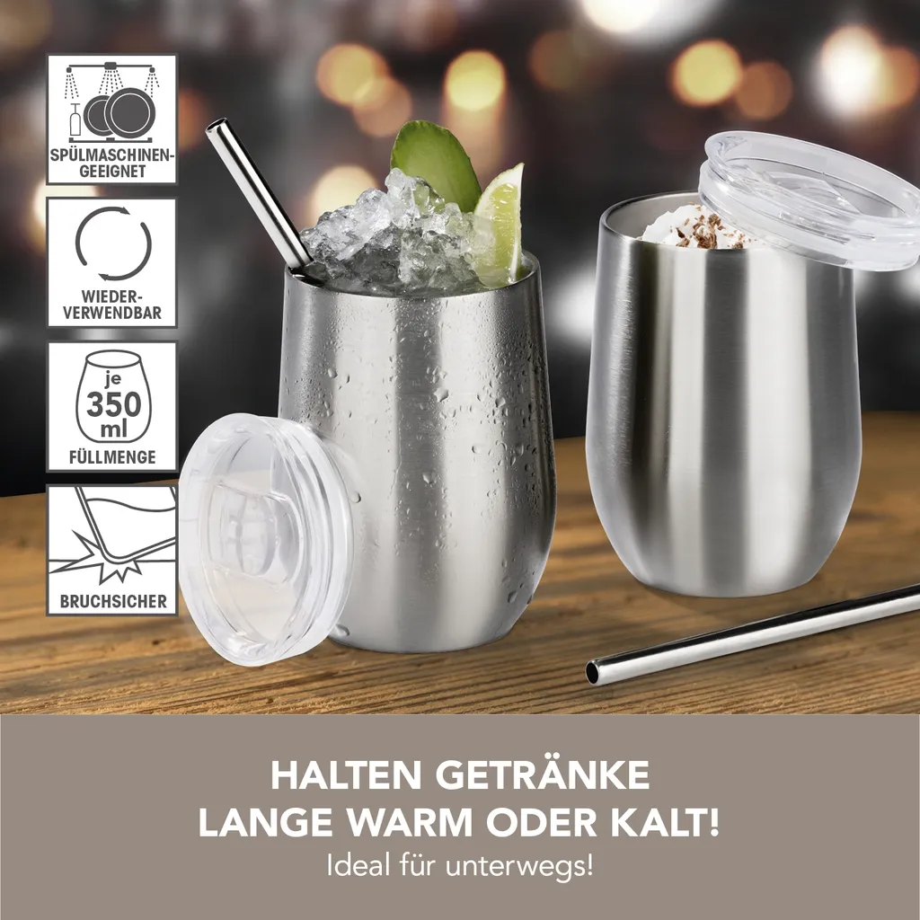 GOURMETmaxx Getränkebecher Inkl. Trinkhalm - 2er-Set – Bild 2