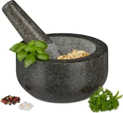 Relaxdays Granit Mörser Mit Stößel 16 Cm