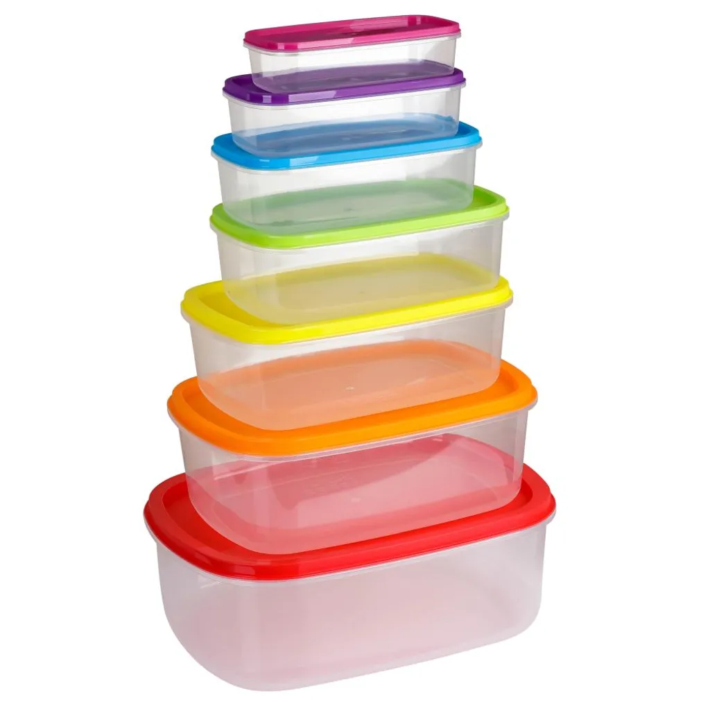 AXENTIA 7-tlg. Vorratsdosen-Set Aus Kunststoff, Rechteckig, 250/450/750/1150/1650/2650/4300 Ml, Farbig Sortiert, Aufbewahrungsdose, Aufbewahrungsbox – Bild 3