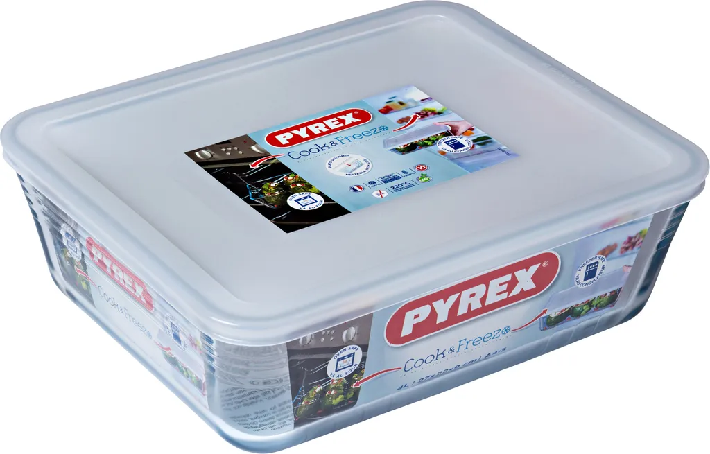PYREX - 244P000 / 7043 - Rechteckschale Mit Deckel - 27 Cm * 22 Cm - Pyrex Cook & Freeze – Bild 5