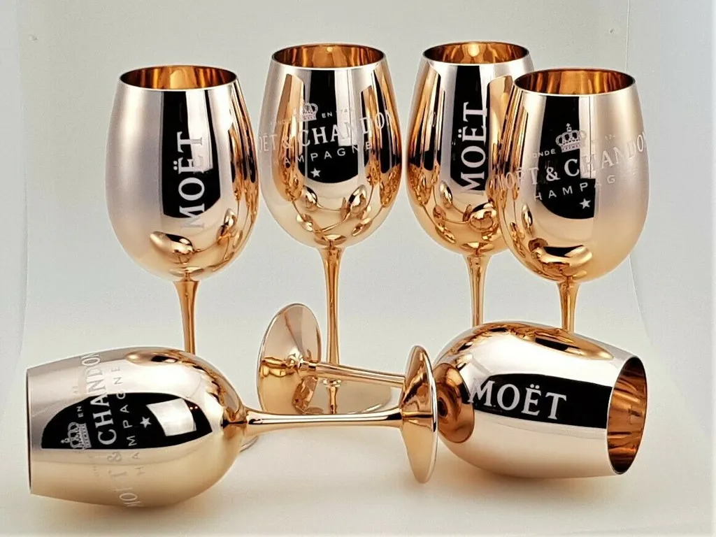 Moët & Chandon Champagnergläser Kupfer 6er Set Echtglas – Bild 3