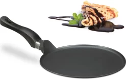 Relaxdays Crêpespfanne Aluguss Schwarz 25 Cm