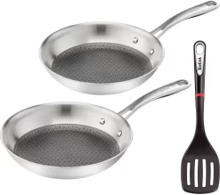 Tefal Pfannenset ETERNAL MESH Edelstahl Kratzfest °24cm/°28cm + Ingenio Pfannenwender