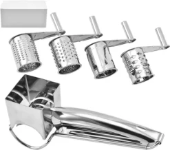 Käsereibe Edelstahl, Käsereibe Mit Kurbel Gemüse Kaese Cutter Käseraspel Käsereiben Mit 4 Ersatzköpfe