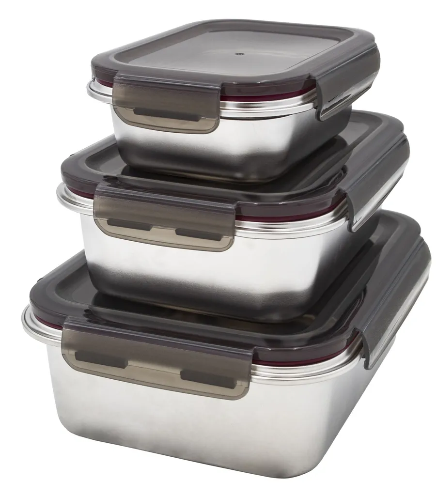 Steuber Edelstahl Frischhaltedose 3er Set, Luftdichter Klickdeckel, Backofengeeignet – Bild 2