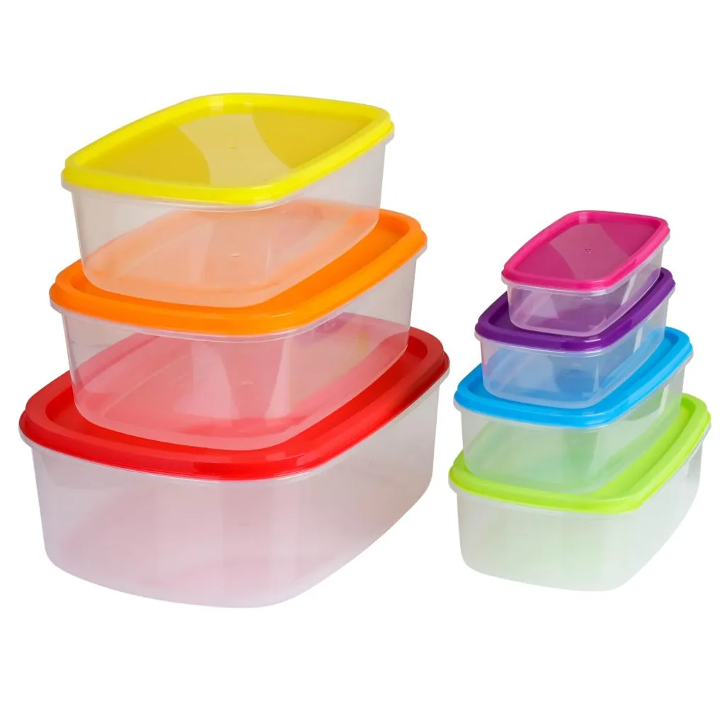 AXENTIA 7-tlg. Vorratsdosen-Set Aus Kunststoff, Rechteckig, 250/450/750/1150/1650/2650/4300 Ml, Farbig Sortiert, Aufbewahrungsdose, Aufbewahrungsbox – Bild 2