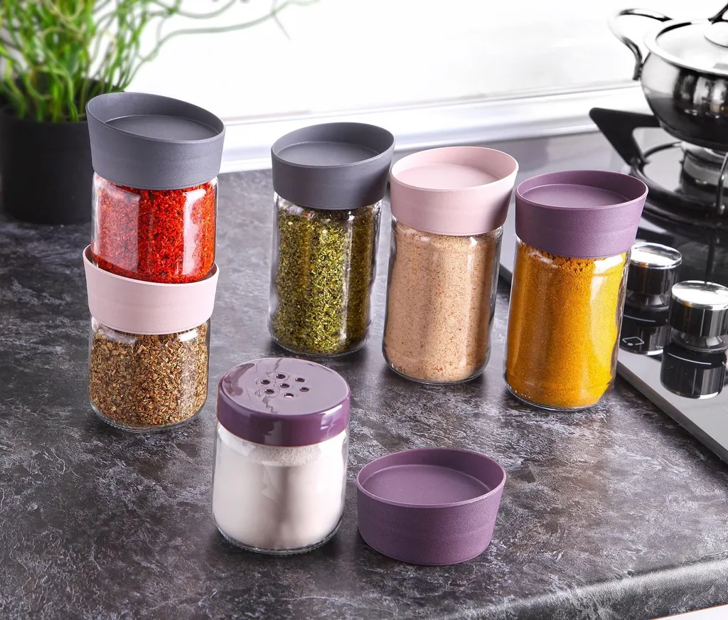 6 Er Stapelbares Gewürzbehälter Elegance 300 Ml Gewürzgläser – Bild 2