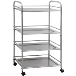 Edelstahl Küchenwagen 4 Etagen 60x35x100cm Servierwagen Rollregal Bad-Rollwagen