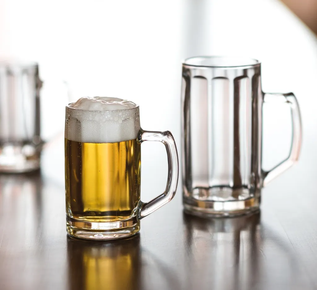 Borgonovo 12001820 Brema Ottica Bierseidel, Bierkrug, Bierglas, 567ml, Mit Füllstrich Bei 0,5l, Glas, Transparent, 6 Stück – Bild 2