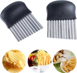 2 PCS Pommes Wellenmesser, Edelstahl Kartoffelschneider, Pommesschneider Pommes Frites Schneider Kartoffel Wellenschneider, Obst Gemüse Salat Schneider Werkzeug