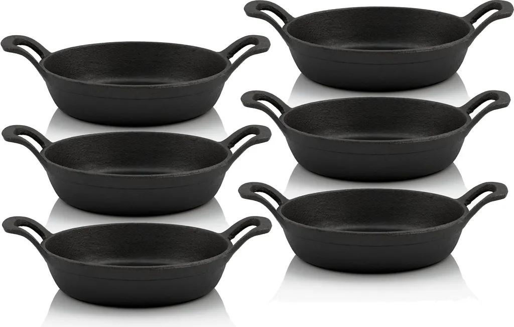BBQ-Toro Gusseisen Servierpfännchen (6 Stück) Ø 20 Cm - Rund | Schwarz