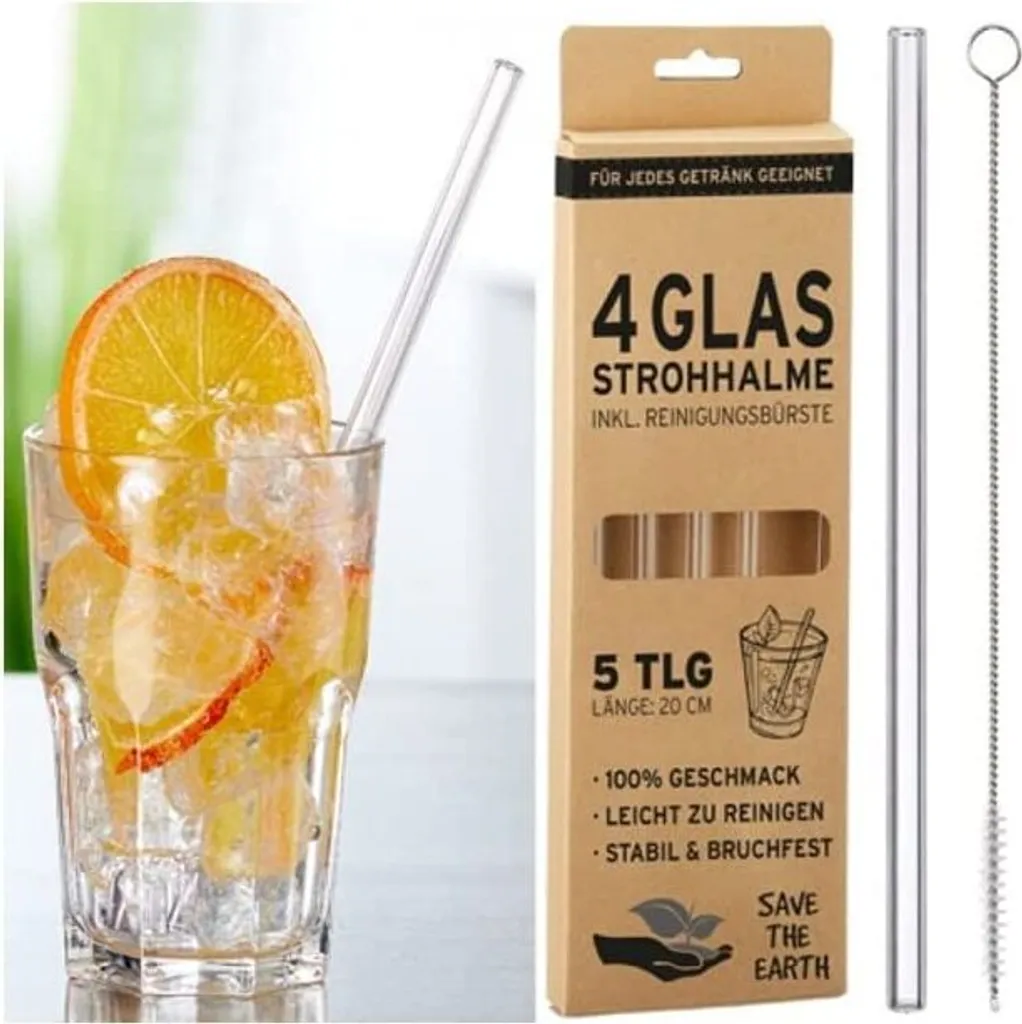 Glasbecher Mit Deckel & Glashalm, 4er Set 440 Ml, Spülmaschinenfest, Trinkglas, Transparent – Bild 2