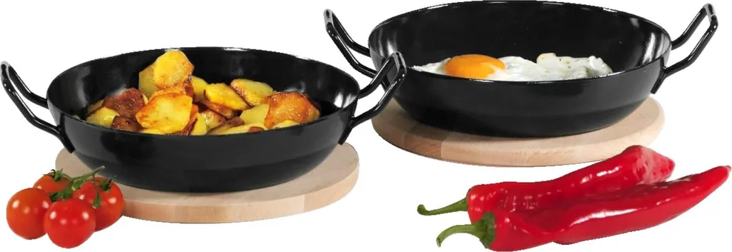 Krüger Schlemmerpfanne Mit Holzteller Aus Stahl Beschichtet 20cm – Bild 5