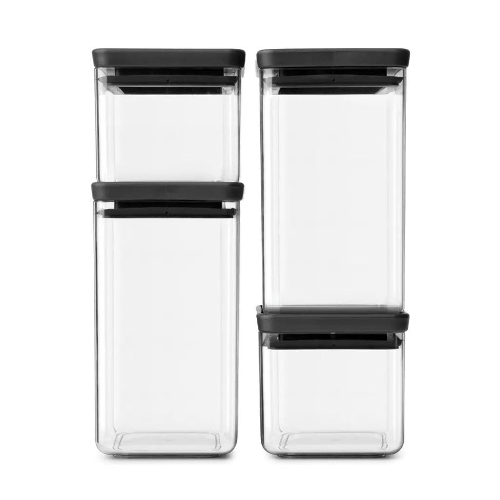 4x1 Brabantia Vorratsdose Tasty Eckig, Dunkelgrau – Bild 3