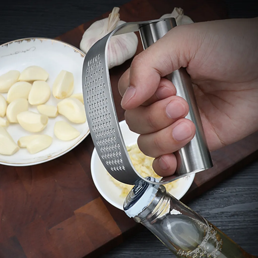 Knoblauch Ingwer Presse, Knoblauchpresse, Crusher Squeezer Stampfer 430 Edelstahl Crusher Squeezer Für Knoblauch Ingwer – Bild 4
