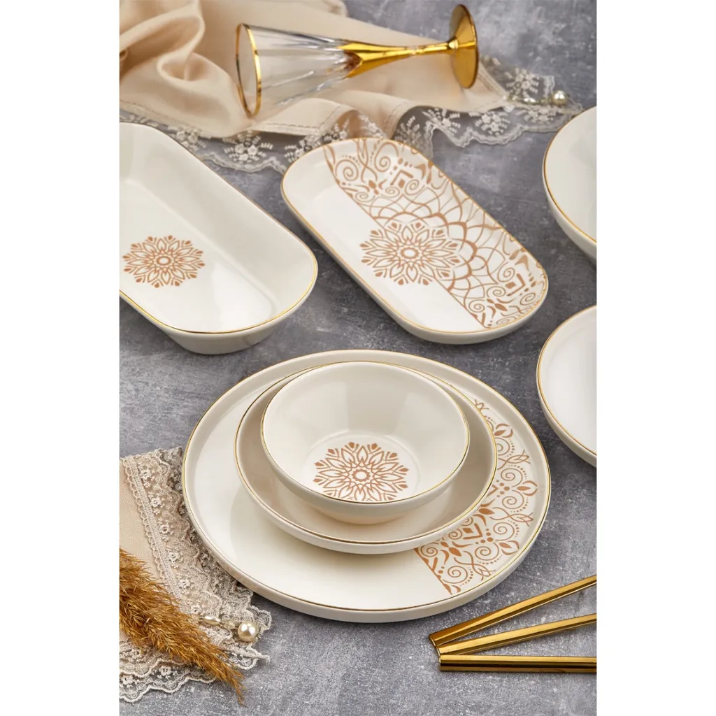 Tac Laterna Vicenza 53-teiliges Porzellangeschirr Goldrand – Bild 2