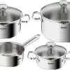 Tefal Duetto Kochgeschirr, 7-Teiliges Set, Stielkasserolle 16 Cm, Kochtöpfe 16/20/24 Cm + Deckel