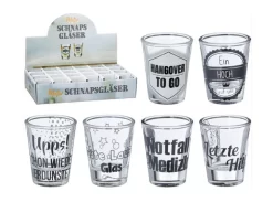 Schnapsgläser Shooter Stamper Partygläser 40 Ml / 4 Cl Mit Lustigen Sprüchen 24 Stück 6-fach Sortiert