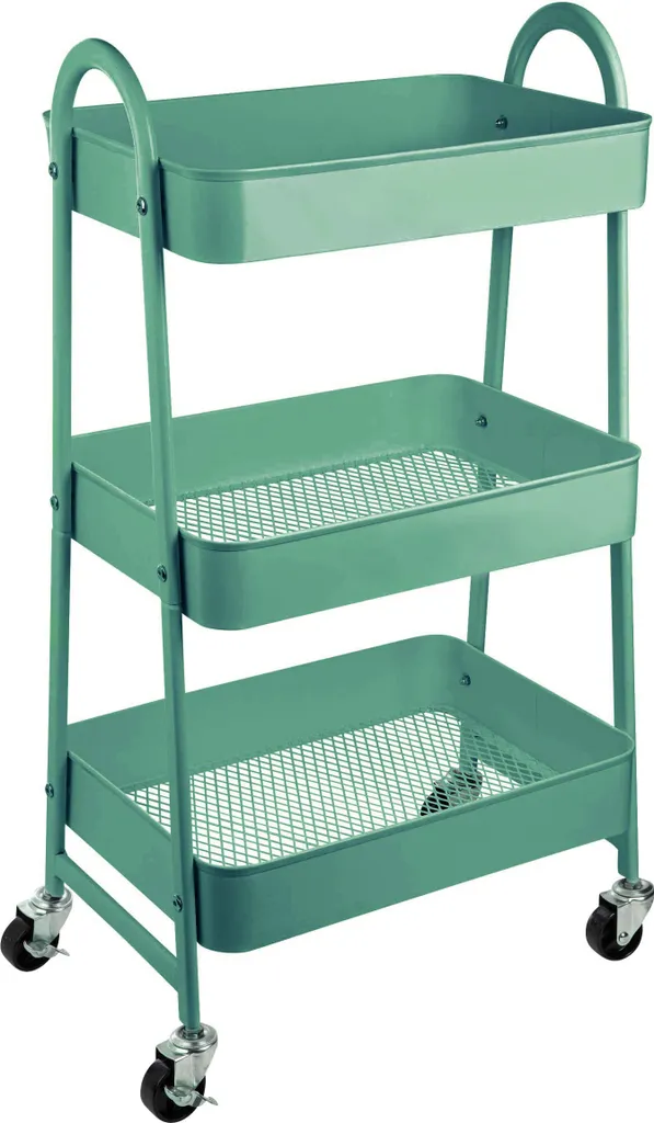 ONVAYA® Servierwagen Silvio | Beistellwagen | Mint | 30,5 X 45 X 77 Cm | 3 Fächer | Multifunktionswagen | Transportwagen | Allzweckwagen | Küchentrolley | Nischenregal