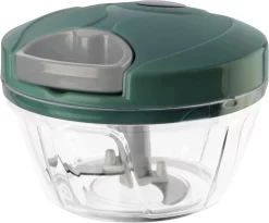 Sclosserei Bayerwald Multizerkleinerer Manuell - Gemüsehobel Edelstahl Mit Seilzug Griff - Zerkleinerer Mit Salatschüssel Mit Deckel - Zwiebelschneider - (⌀12,7, 9 Cm Höhe, Grün)