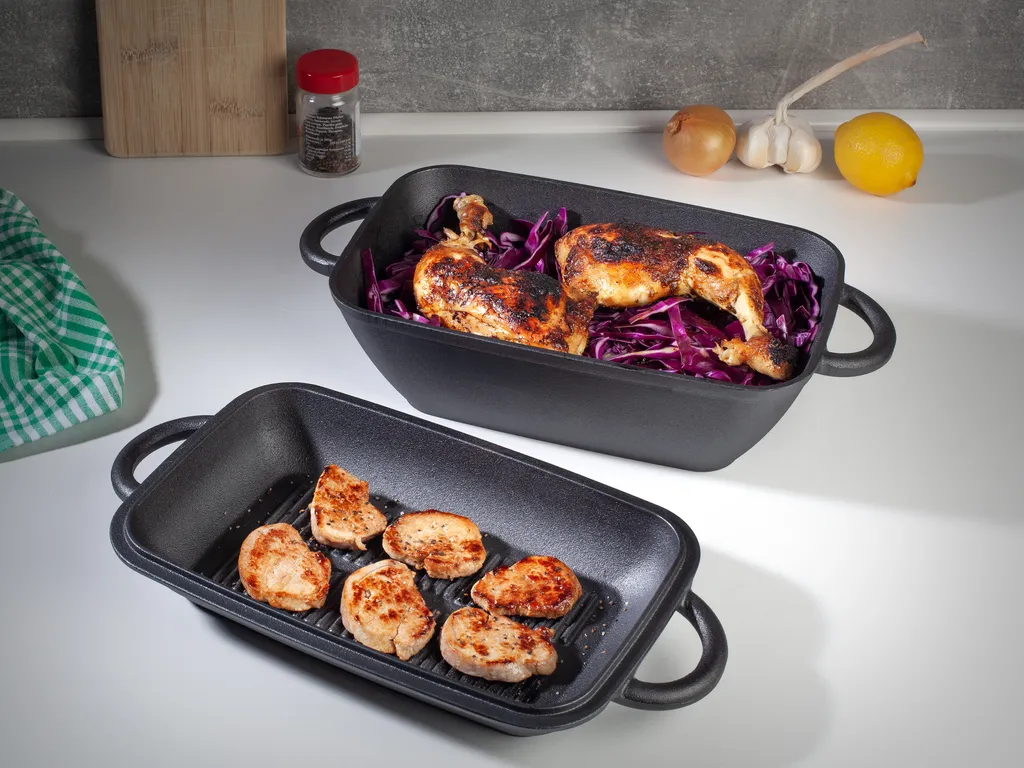 Hanseküche Gusseisen Bräter – Bereits Eingebrannter Gusseisen Topf 2in1 Mit Deckel, Gusseisenpfanne, Brotbackform Zum Brotbacken, Hochwertige Grillpfanne – Bild 2