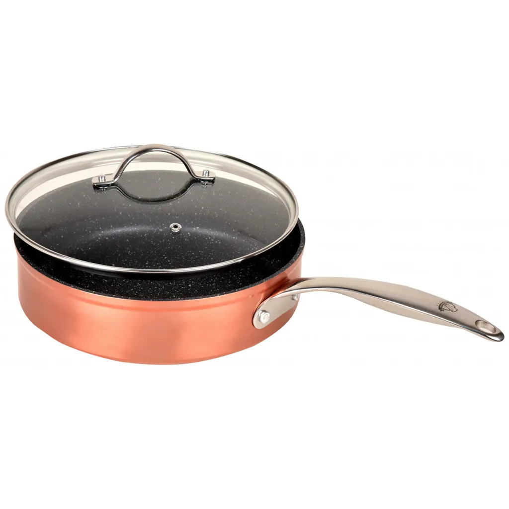 Excellence Sauteuse Ø28 Cm By Kitchen Pro - Schmorpfanne 28cm Mit Deckel, Pfanne, Aus Kupfer Und Rostfreiem Edelstahl, Induktion