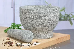 Mörser Aus Granitstein Mit Stößel - 15cm Durchmesser - Höhe: 11cm