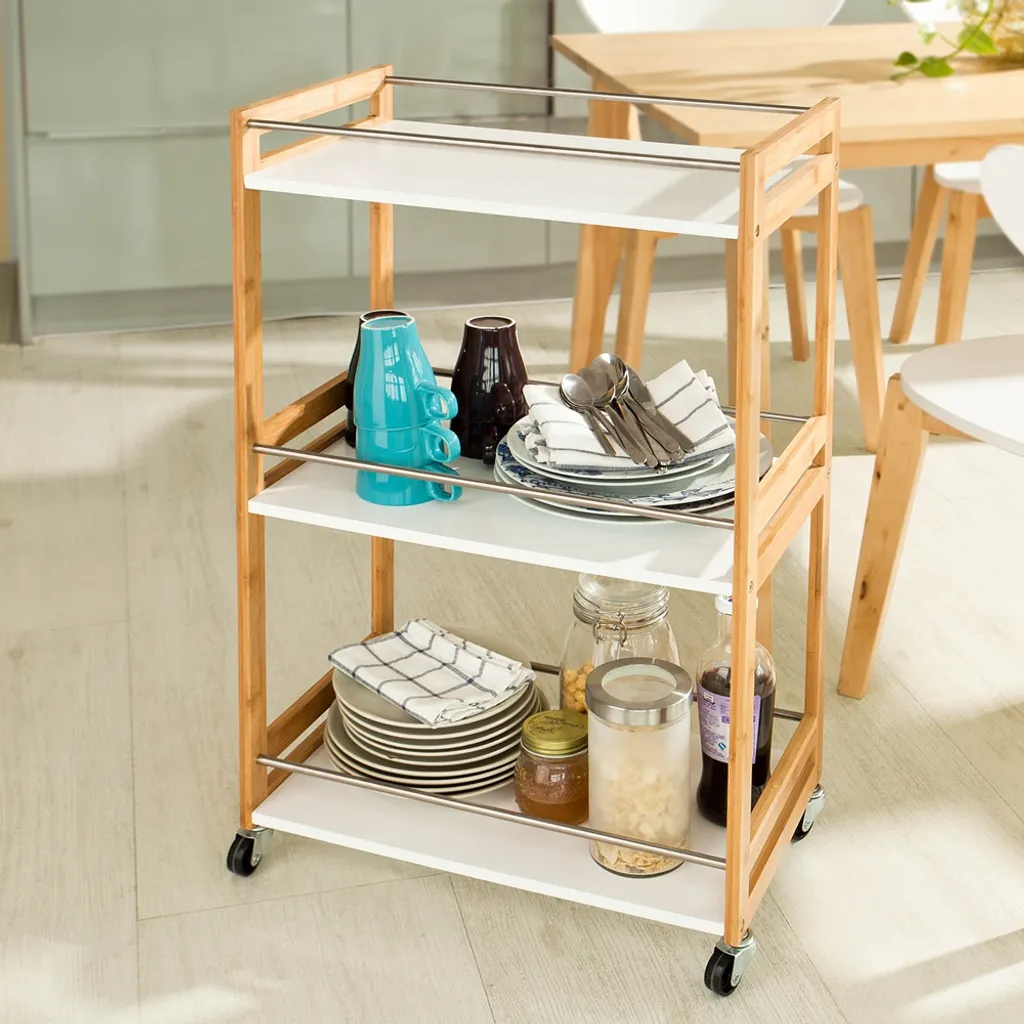 SoBuy Küchenwagen,Servierwagen,Badrollwagen,Küchenregal FKW32-WN – Bild 4