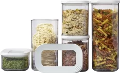 Mepal - Modula Vorratsbehälter 5-teiliges Set - Aufbewahrungsboxen Mit Deckel - Küchenorganizer & Vorratsboxen - Stapelbar & Luftdicht - 1x 2000 Ml, 1x 1500 Ml, 2x 1000 Ml & 1x 425 Ml - Weiß